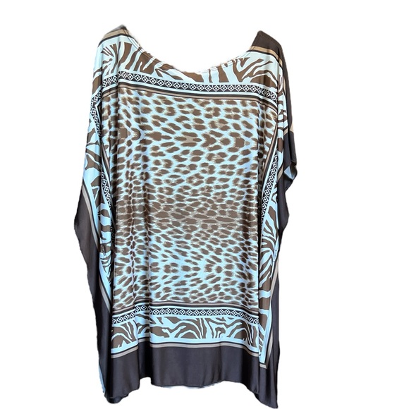 Mon Aime EUC animal print sleeveless poncho flutter top. Size 3X - Picture 3 of 3